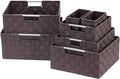 Sorbus Storage Baskets for Organizing (Set of 7), Mesh Hand-Woven Design, Linen Closet Organizers and Storage, Organizer Storage Baskets for Shelves, Variety Pack Organizers and Storage (Chocolate)