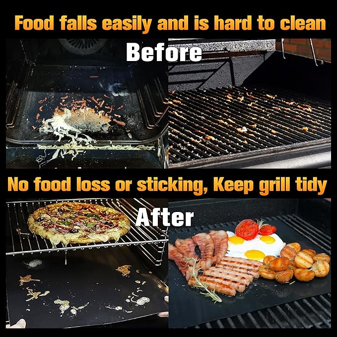 Grill Mats for Outdoor Grill, (10 pcs) Non Stick BBQ Grill Mat Grilling Mat, BBQ Grilling Accessories, Heavy Duty, Reusable and Easy to Clean, Grill Sheets for Gas Charcoal and Electric BBQ