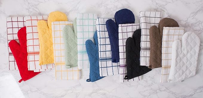DII Basic Terry Collection 100% Cotton Quilted, Oven Mitt, Blue, 2 Piece