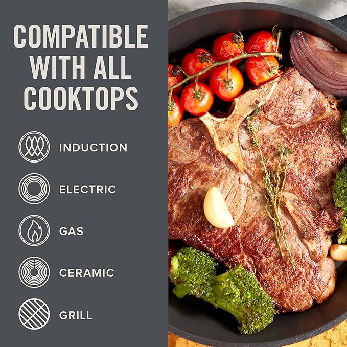 DASH Zakarian 9.5 Inch Small Nonstick Cast Iron Skillet with Pour Spouts for Searing, Baking, Grilling, Roasting and More - Cranberry