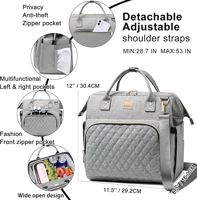 Artelaris Insulated Lunch Bag for Women Men, Large Reusable Lunch Box, Adult Leakproof Cooler Tote Bags Adjustable Strap for Work Picnic（16 Liters）