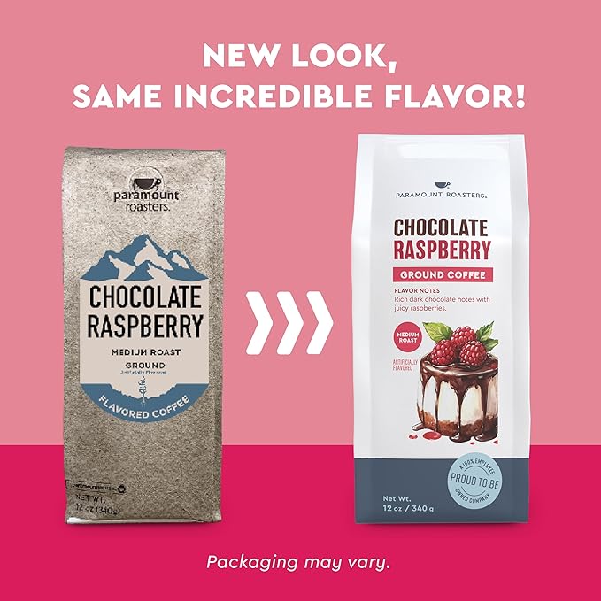 Paramount Roasters Chocolate Raspberry Flavored Ground Coffee, 12 oz medium roast, Paramount Coffee Company