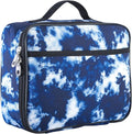 Fenrici Tie Dye Lunch Box for Boys, Girls, Kids Insulated Lunch Bag for School, Soft Sided Compartments, Spacious, BPA Free, Food Safe,10.8in x 8.5in x 2.8in, Tie Dye, Blue