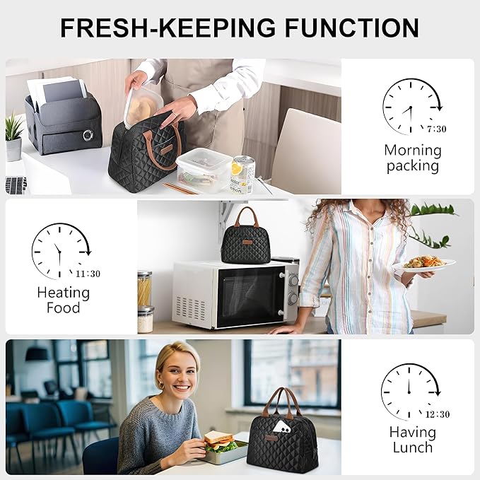 LOKASS Lunch Bag for Women/Men-Insulated Adults Lunch Box with Front Pocket- Small Cute Lunch Tote for Work-Reusable Cooler Bag for Office Picnic Beach or Travel