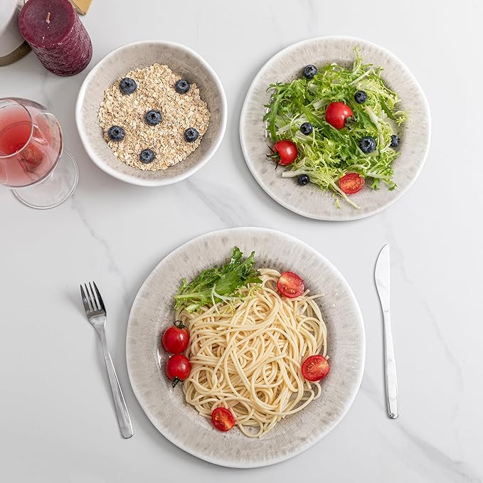 Melamine Serving Bowls Set of 2, 12''x4'' Large Salad Bowls, Fruit Bowls, Mixing Bowls, Serving Bowls for Kitchen, Ideal for Prepping and Serving Food, Gray