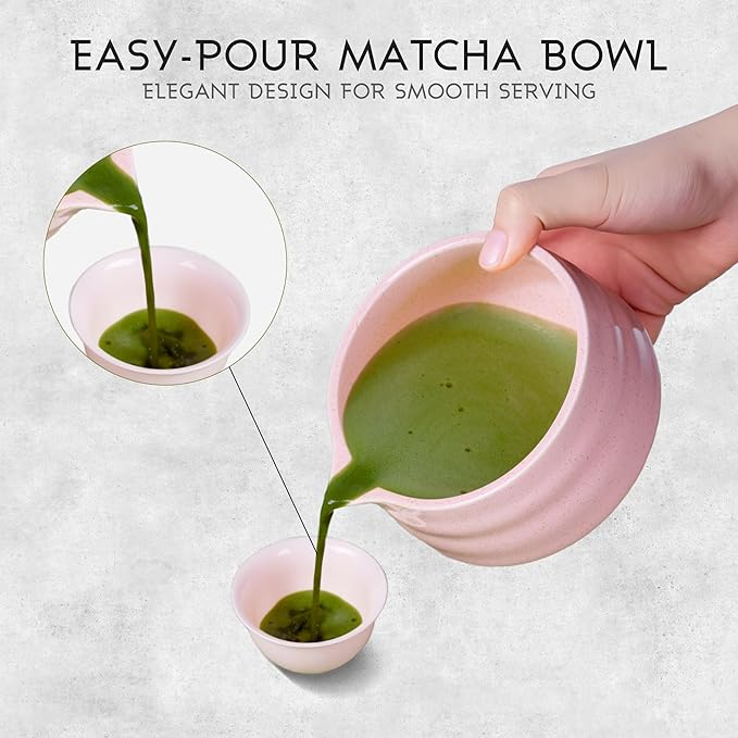 Matcha Whisk Set, 8-Piece Pink Matcha Set with Ceramic Bowl, Bamboo Whisk, Sifter, Large Mat and More – Complete Matcha Kit with Gift Box for Matcha Lovers