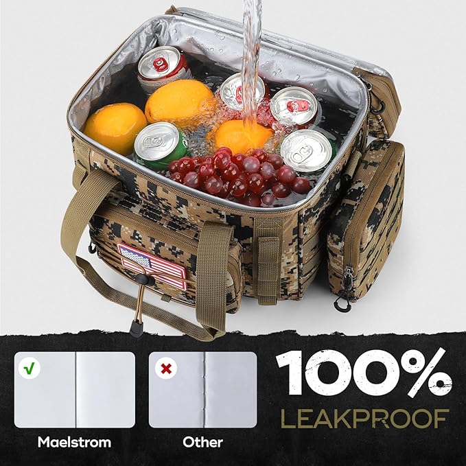 Maelstrom Tactical Lunch Box, 23 L Insulated Lunch Bag for Men, Expandable Double Deck Lunch Cooler Bag,Large Leakproof Soft Lunch Tote with Detachable MOLLE Bags, for Adult Women Work,Picnic