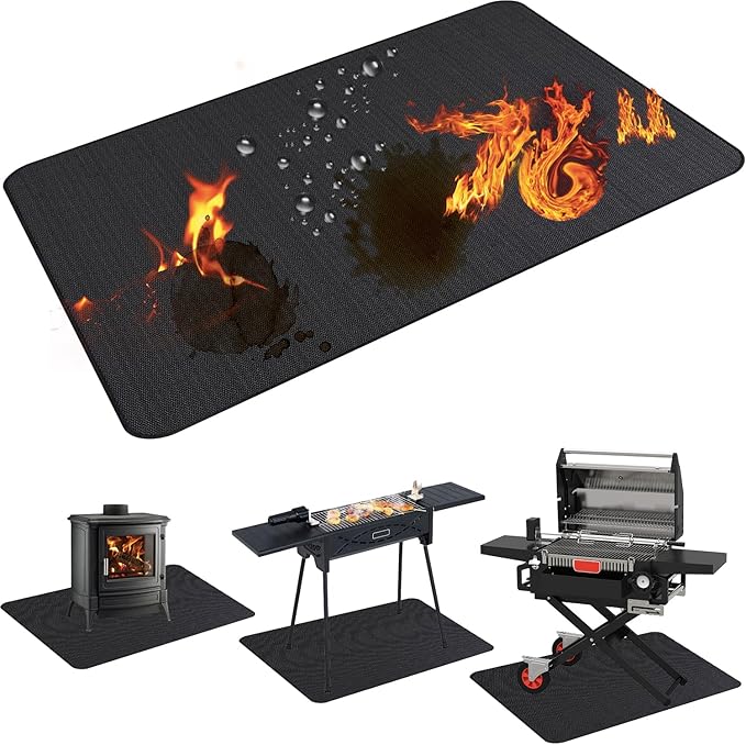 76X48in Grill Mats for Outdoor Grill,Fits Most Grills, Smokers, Griddles and Outdoor Charcoal, Flat Top,Deck and Patio Protector