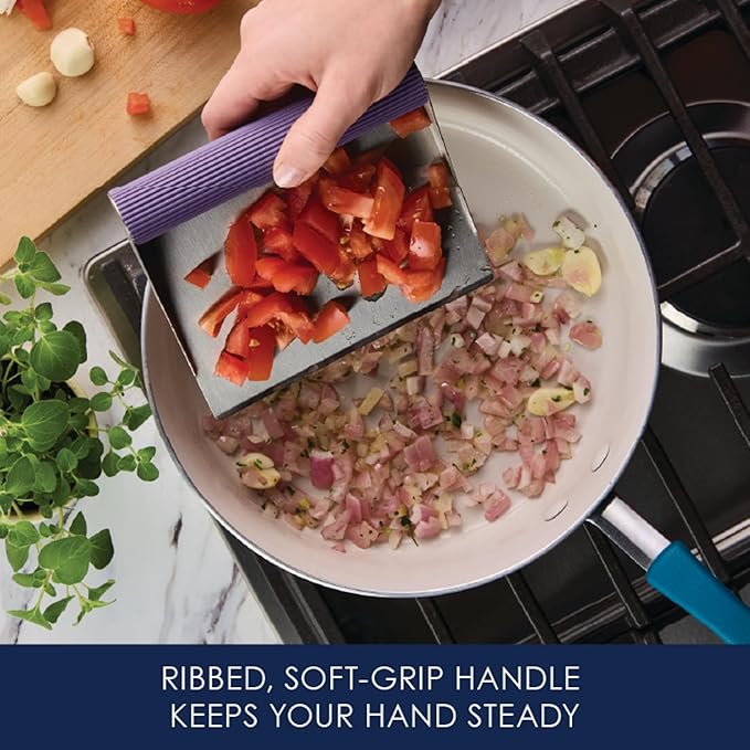 Rachael Ray Tools and Gadgets Stainless Steel Pastry Scraper / Bench Scrape / Kitchen Tool for Baking and Cooking / Dishwasher Safe, Purple