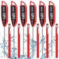 6 Set Waterproof Food Thermometer for Water, Liquid, Candle and Cooking Digital Meat Thermometer with Long Probe Instant Read for Kitchen BBQ Grill Candy (Red)