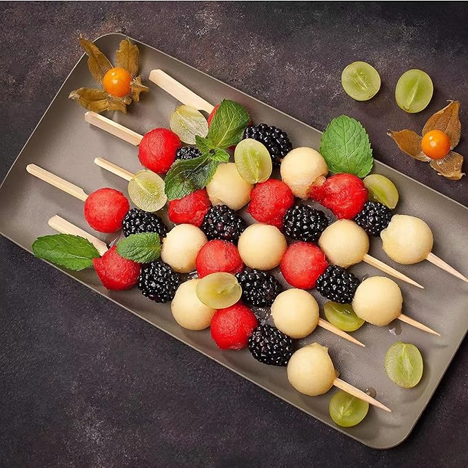 10 Inch(200 Pack) Bamboo Wooden Paddle Picks Skewers for Grilling，Appetizers，Fruit Kabobs，Sandwich，Barbeque Snacks…