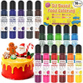Oil Based Food Coloring for Chocolate - 16 Colors Concentrated Oil Food Dye, Food Grade Dye Set for Melting Chocolate, Candy Melts, Icing Frosting, Fondant, Cake Decorating, Baking, Cookies - 0.35 Fl.Oz/Bottles