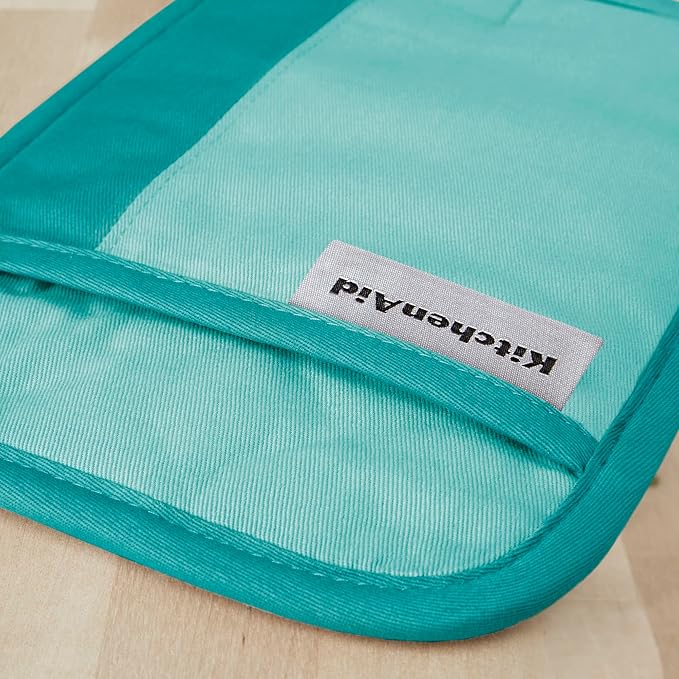 KitchenAid Beacon Two-Tone Non-Slip Pot Holder Set, Aqua Sky, 7"x10", 2 Piece
