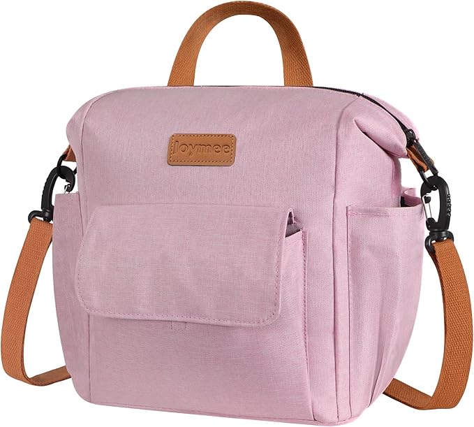 Joymee Lunch Bag Women Insulated Lunch Box Reusable Leakproof Large Spacious Cooler Tote for Women Men Adult with Bottle Holder and Side Pockets for Work Office Travel Picnic -08 Pink