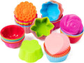 R HORSE 42 Pack Silicone Cupcake Molds - 2 Inch Mini Size Multi Flower-Shaped Baking Cups Non-Stick Donut Wrapper Mold Wrappers Holders Muffin Liners Washable for Pan Oven Microwave Dishwasher