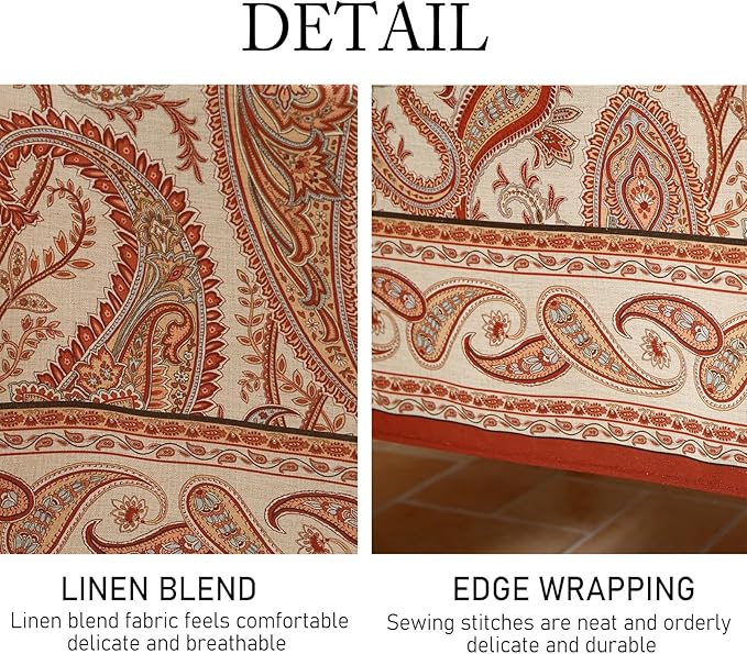 ISAENNE Designer French Red Small Square Tablecloth,Fall Linen Table Cloth with Cashew Pattern,Stain Proof Decor Tablecloths for Dining Thanksgiving Kitchen Christmas,55"*55"-Chauffrey D