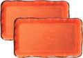 LEHAHA Melamine Serving Tray/Platters Set of 2, 17.5" x 10", 2-Piece Large Rectangular Melamine Platter Set for Serving Food, Orange