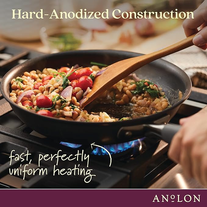 Anolon Advanced Home Hard Anodized Nonstick Frying Pan, 14.5 Inch – Large Skillet with Helper Handle, 14 Inch Nonstick Frying Pan, Durable Cookware - Moonstone