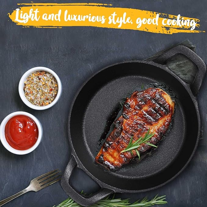 Mini Cast Iron Skillets 6.3 x 6.3 x 1.5 Inch Cast Iron Pan Small Ramekin Set Black Casserole Dish Cookware Oven Safe Mini Skillets for Kitchen Indoor Outdoor Picnic (1 Pack)