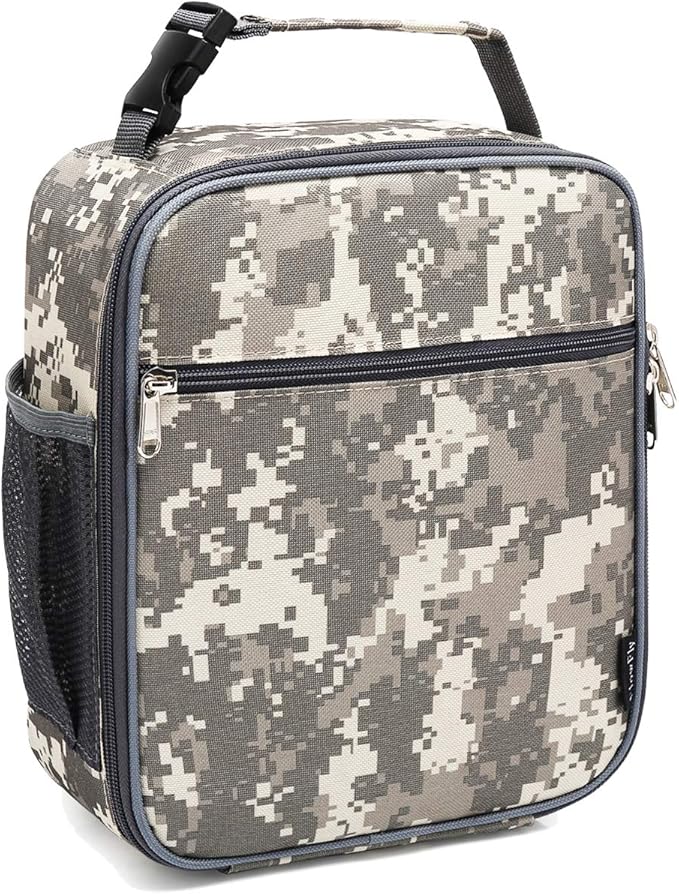 FlowFly Lunch box Insulated Soft Bag Mini Cooler Back to School Thermal Meal Tote Kit for Girls, Boys (DigitalCamo)