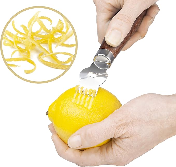 Final Touch Bar Knife & Zester Set - Multi-Function Design for Effortless Cocktail Prep - Adjacent Edge Handle, Stainless Steel Blade, Bottle Opener, and Zester Included (FTA2110)