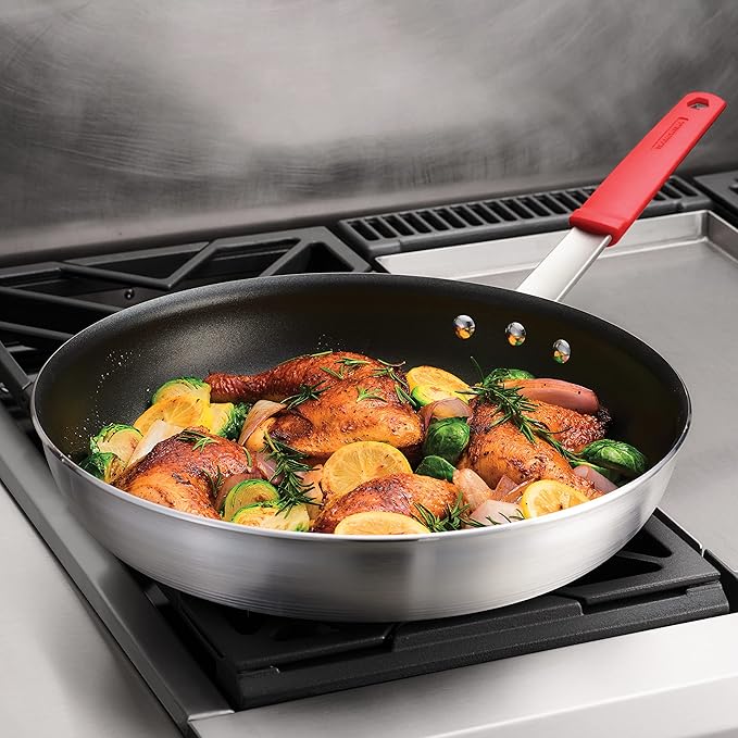 Tramontina Professional 14-Inch Non Stick Extra Large Frying Pan, Heavy-Gauge Aluminum Skillet with Reinforced Nonstick Coating, Red Handle, Dishwasher and Oven Safe