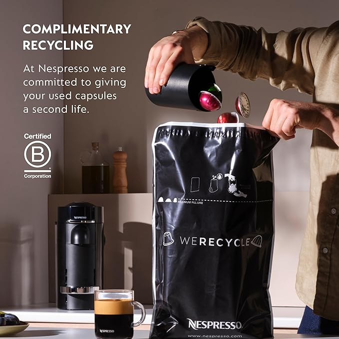 Nespresso Vertuo Next Deluxe Coffee and Espresso Maker, Pure Chrome with Aeroccino Milk Frother,1.1 liter, Black