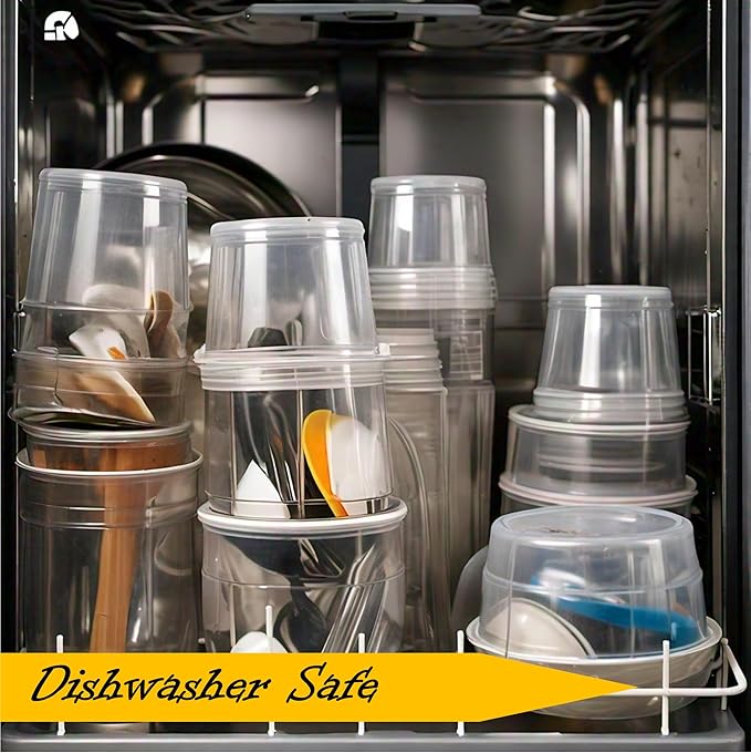 Mr Miracle Deli Containers with Lids - 48 Pack of 32 oz Clear Airtight Reusable Plastic Food and Multi-Purpose Containers - Microwave, Freezer, and Dishwasher Safe
