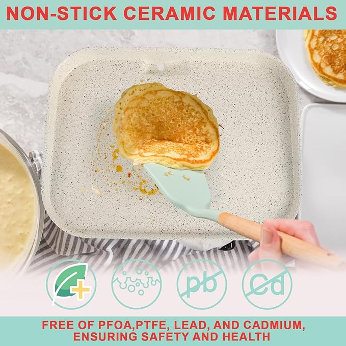 Upgraded Ceramic OG700 Series Griddle Pan & Air Fryer Liners for Ninja Woodfire OG701 OG751B Grill Accessories, Flat Top Griddle Plate for Ninja XSKGRDPLT Woodfire Grill,100 PCS Parchment Paper