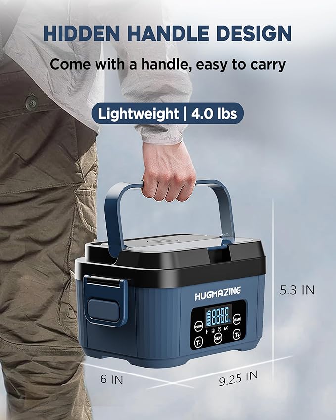 Cordless Electric Lunch Box for Adults, Men & Women – Rechargeable Self-Heating Food Warmer with 1100ML SS Container, Battery-Powered Heated Lunch Box, Perfect for Work and Travel Use