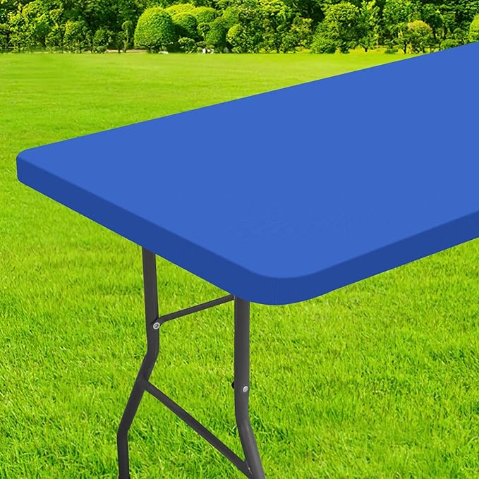 homing Rectangle Table Cloth Cover, Waterproof Polyester Elastic Fitted Tablecloth, Fits for 8 Foot Folding Tables, Washable Table Protector for Picnic, Camping, Outdoor (Blue, 36" x 96")