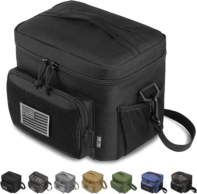 DBTAC Tactical Lunch Bag for Men Women, 12 Cans Insulated Lunch Box for Adult | 9L Leakproof Lunch Cooler Tote for Work Office Outdoor Travel | Soft Easy To Clean Liner x2, Urban Black