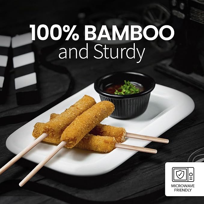 Alpine Cuisine Bamboo BBQ Skewers - 6" Kebab Sticks (50 Count) for Appetizers & Smores