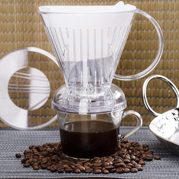 Clever Coffee Dripper and Filters, Large 18 oz (Clear)| Barista's Choice| Safe BPA Free Plastic|Includes 100 Filters