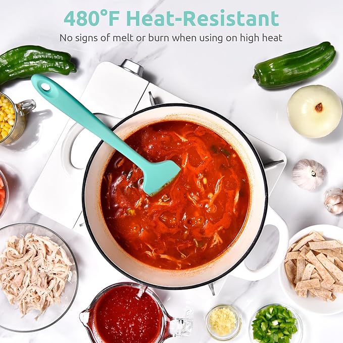 U-Taste 11.38" Silicone Baking Spatula: 480ºF Heat Resistant Food Grade Flexible Rubber Kitchen Bowl Scraper, Seamless Pastry Spreader for Mixing Stirring Scraping in Nonstick Cookware (Aqua Sky)