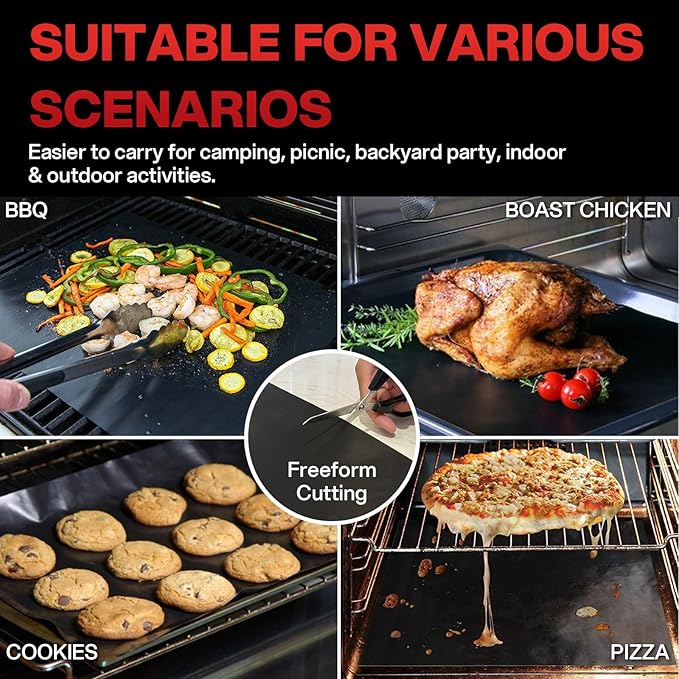 Grill Mats for Outdoor Grill, (10 pcs) Non Stick BBQ Grill Mat Grilling Mat, BBQ Grilling Accessories, Heavy Duty, Reusable and Easy to Clean, Grill Sheets for Gas Charcoal and Electric BBQ