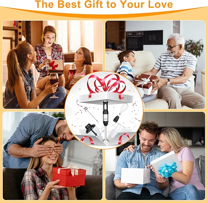 Keylitos 5 in 1 Immersion Hand Blender Mixer, [Upgraded] Handheld Stick Blender with 600ML Chopper, 800ML Beaker, Whisk and Milk Frother for Smoothie, Baby Food, Sauces Red,Puree, Soup (Black)
