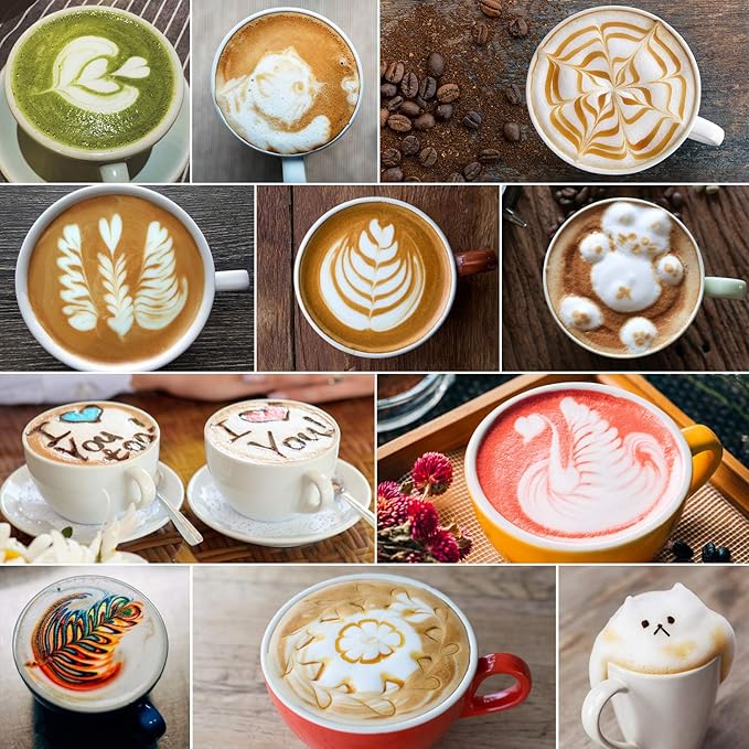 Milk Frothing Pitcher, 350ml/12oz Steaming Pitchers Stainless Steel Milk Coffee Cappuccino Latte Art Barista Steam Pitchers Milk Jug Cup with Decorating Art Pen, Matte White
