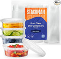 Deli Containers with Lids [48 Sets - 8 oz.] Small Plastic Soup Container - Disposable Deli Food / Slime Storage Containers with Airtight Lids for Freezer & Restaurant Takeout