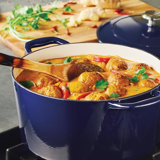 Tramontina Enameled Cast Iron Dutch Oven Pot with Lid, Round 6.5-quart, Blue