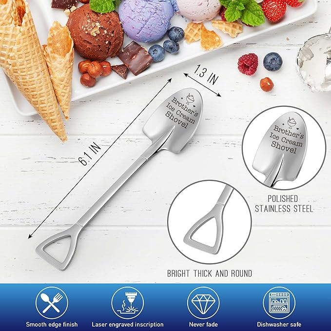 Funny Dad's Ice Cream Shovel Gifts for Brother Valentines for Him from Sister, Unique Brother Birthday Presents for Men Adult Brother Half Brother Father's Day