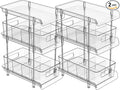 2Set 3 Tier Clear Bathroom Organizer with Dividers, Pull-Out Pantry Organization and Storage, Multi-Purpose Under Sink Organizers and Storage, Vanity Skincare Cosmetic Closet Organizer Medicine Bins