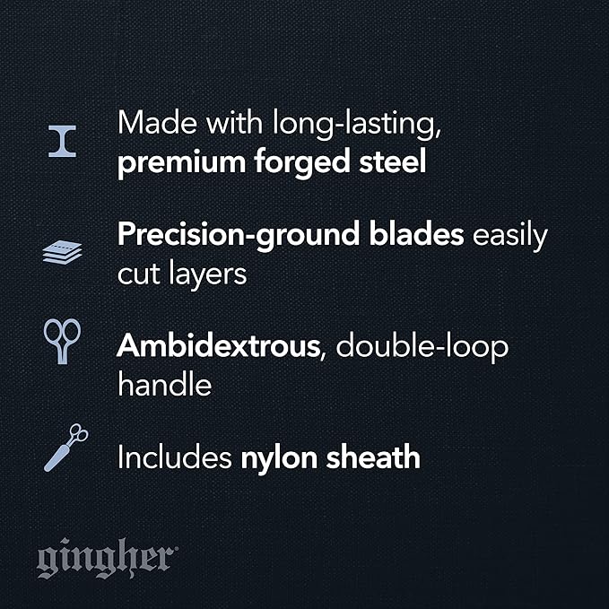 Gingher 5" Fabric Scissors, Premium Forged Steel Fabric Shears, Sharp Knife Edge Sewing Scissors for Cutting Cloth with Protective Sheath, Ambidextrous Design