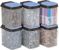 Buddeez Multi-Purpose Hardware Storage Bins Bits and Bolts Small Storage Containers, Hardware Organizers, Clear Containers With Blue Stackable Lids, Bolt and Screw Organizer (1 Quart - 8 Pack)