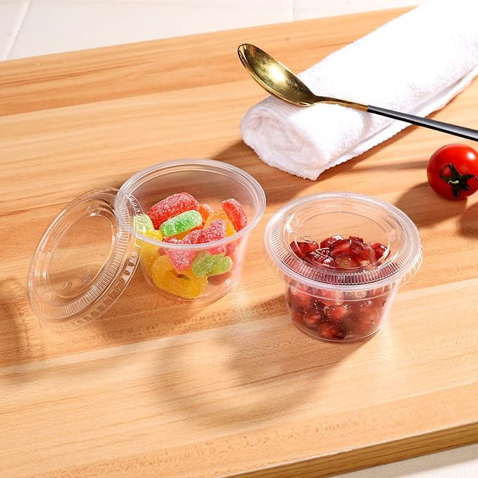 EDI 4 Ounce Clear Plastic Disposable Portion Cups/Souffle Cup with Lids, 50 Sets