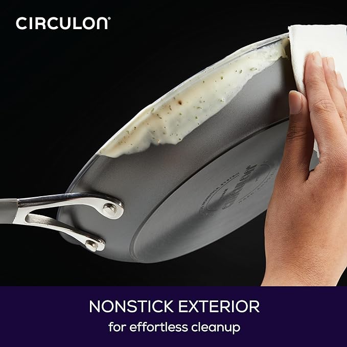 Circulon Radiance Deep Hard Anodized Nonstick Frying Pan /Skillet with Lid - 12 Inch, Gray