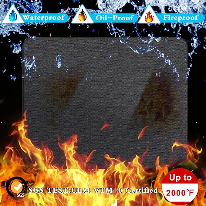 UBeesize Thickened 48x36 inches Under Grill Mat for Outdoor Grill,Double-Sided Fireproof Grill Pad for Fire Pit,Indoor Fireplace Mat Fire Pit Mat,Oil-Proof Waterproof BBQ Protector for Deck and Patio