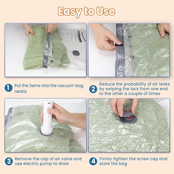 Space Saver Vacuum Storage Bags with Electric Pump, 18 PCS (6S,6M,4L,2J) Space Saver Vacuum Seal Bags for Clothing, Travel, Bedding, Blanket, Pillow, Comforter