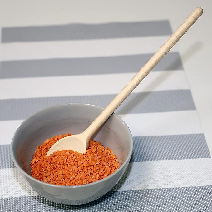 3-PCS 12″ Long Beechwood Wooden Cooking Spoons – Heat-Resistant, Non-Scratch Mixers for Non-Stick Cookware | Sustainably Sourced European Crafting
