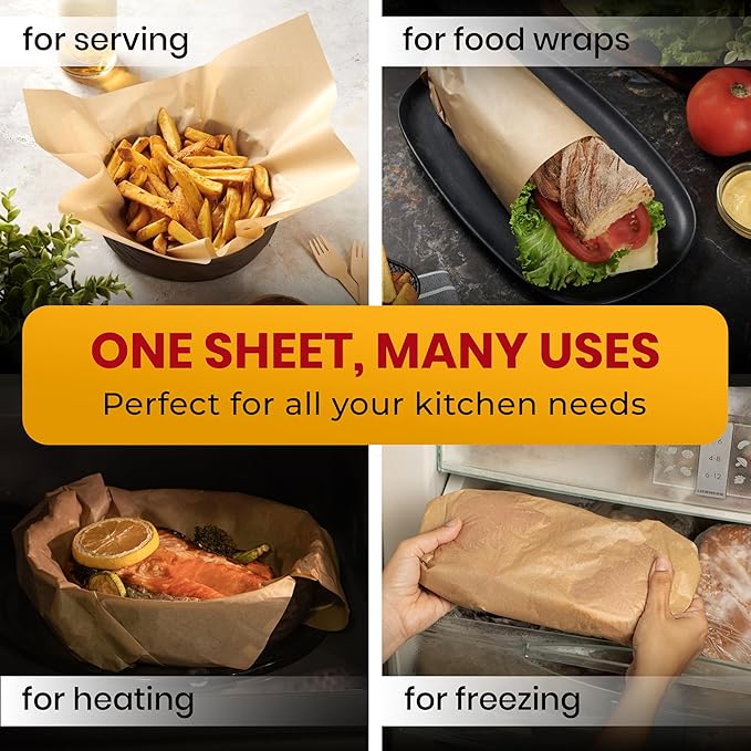 Parchment Paper Sheets for Baking, 12x16 In 120 Pcs by Baker's Signature | Precut Non-Stick & Unbleached - Will Not Curl or Burn, Non-Toxic & Comes in Convenient Packaging